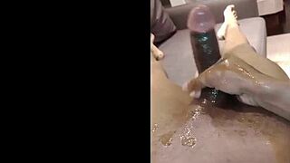 he grabs his massive military cock for a homemade pov massage session