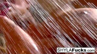 shyla stylez bares her big tits and pussy in a steamy erotic solo tease