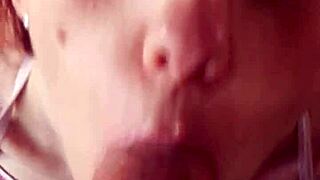 oh god karla rose with glasses drops to knees starin' in my eyes suckin' my wrapped cock so hungrily in pov!!