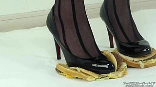 hey check this fetish chick crushing burger in stockings heels yum 😋🍔