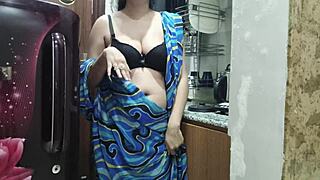 indian stepmom sneaks into kitchen watching stepsons cock then bends over for creampie pounding
