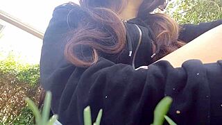 Whore Drops Panties in Park Pisses Farts Burps Outdoor Amateur Public Exposure