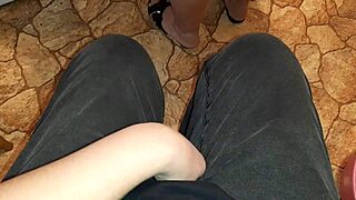 stepmom in kitchen miniskirt unaware as i riskily jerk off beside her cum explosion