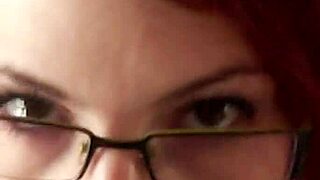 oh god karla rose with glasses drops to knees starin' in my eyes suckin' my wrapped cock so hungrily in pov!!