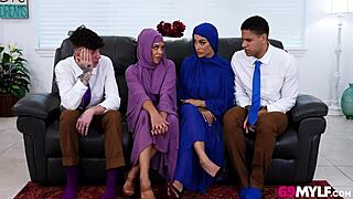 Hijab milf's pussy shatters from cheating mother-in-law pounding frenzy