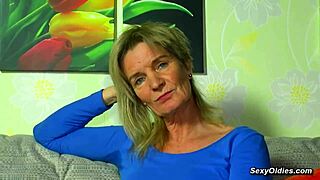 German granny fingers pussy wildly in lingerie to orgasm!