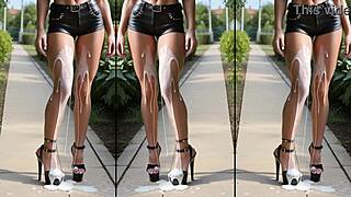high heels legs feet glisten mysteriously under public cumshot showers everywhere