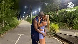 wife cheats on hubby street side after car runs outta gas cuck hugs bull