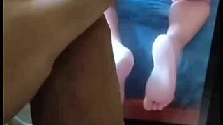 Neighbor friend blasts cum tribute on my wife