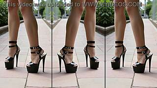 high heels legs feet glisten mysteriously under public cumshot showers everywhere