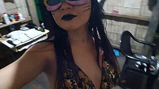 Wow, check out the busty stepmom in her new military lingerie! She sways her hips, heats up fantasizing about rough sex domination.