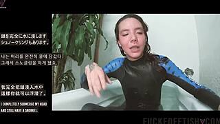 Skinny bikini babe teases in spandex during sexy underwater pool play