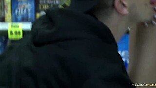 Damn, this short haired chick takes hard pussy smashing in the store! She rides cowgirl, deepthroats, and swallows cum moaning wet.