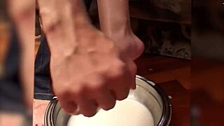 hot brunette cowgirl alise milks giorgios huge shaft with her toes