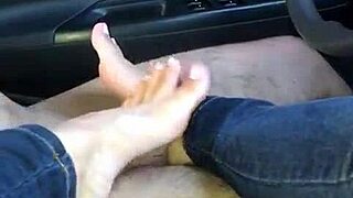 colombian beauty delivers hot footjob right inside the moving car