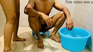 stepmom catches me refusing cold bath, gifts tight pussy doggystyle fuck in bathroom with dirty moans and licking!