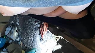 village girl sneaks away on lunch break to rub her hairy pussy toward a wild squirting orgasm