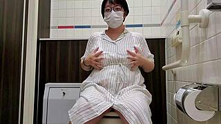 Chubby Japanese Wife Fingers Herself Frantically in Stall