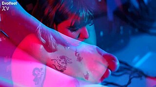 foot fetish threesome lesbians worship asses and toes in wet bathtub orgy