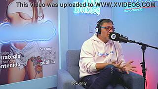 Latina gigidamessco squirms wet pussy on vibrating fuckmachine during podcast