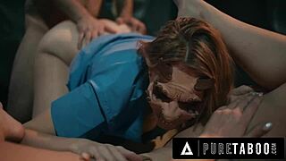 Three-Titted Demon Ashley Lane Breastfeeds Lactating Nurse Anna Claire Clouds in Creepy Hospital Orgy!