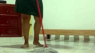 chubby latina neighbor cleans her new place feeling all curvy and emotional