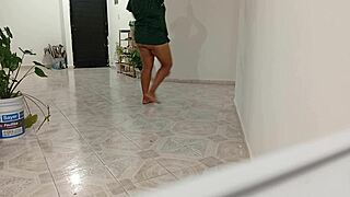 chubby latina neighbor cleans her new place feeling all curvy and emotional