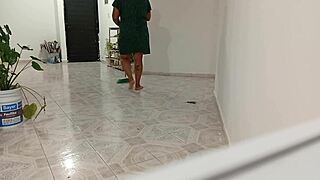 chubby latina neighbor cleans her new place feeling all curvy and emotional