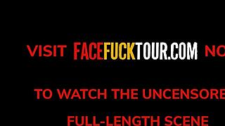 Big titted Brazilian babe chokes on massive white American cock deepthroat rough