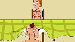 summer gives rick that footjob in rick and morty style