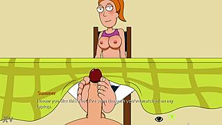 summer gives rick that footjob in rick and morty style
