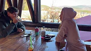 Heart racing in the mountains, laura quest flashes her tanned tits and teases outdoors wildly