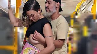 oh man, that slutty student got cumshot on ass in public bus, i couldn't believe it