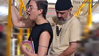 oh man, that slutty student got cumshot on ass in public bus, i couldn't believe it