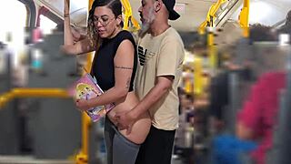 oh man, that slutty student got cumshot on ass in public bus, i couldn't believe it