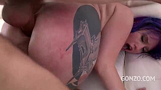 Extreme Gangbang Slut Screams as Whore Cunt Takes Triple Pussy Drilling and Anal Hammering Dripping Cum Sweat