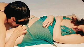 wearing sexy green lingerie my slim cute wife cums hard from missionary and pussy licking homemade