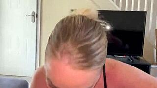 stepmom makes stepson happy 😍 blowjob on huge dick tits jumping fuck session