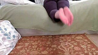 i lay on bed in jeans barefoot bouncing feet then ghost cum explodes everywhere