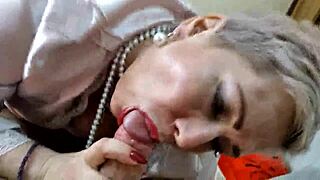 my busty wife's killer talent is slurping my cock like a total pro