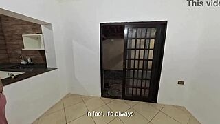 real estate agent bends over kitchen counter for boss's blowjob and ripped clothes anal