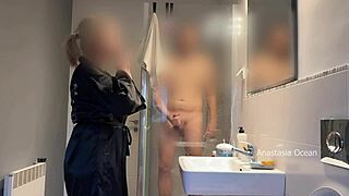 Caught Husband Stroking to Stepmom in Bathroom - I Joined the Family Voyeur Fun!