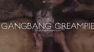 Super Hot Big Tittied Blonde Swarmed by Cocks in Wild Gangbang Creampie Orgy