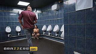 yasmina khan dives into sloppy public bathroom bang with brazzers intensity