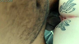 damn lucky black dude pounds hard cock in blonde's pussy while brunette strokes his balls