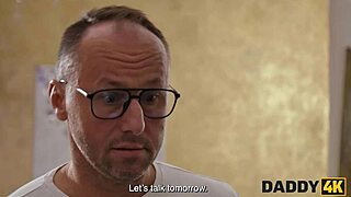 european brunette daddy's girl seduces with shaved pussy and small tits