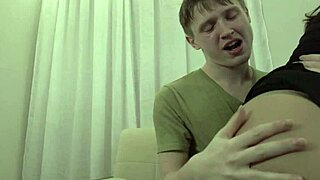 petite milf helena's tan pantyhose ripped open panties aside for tight pussy fuck