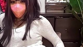 masked beauty crossdresses and masturbates on cam solo
