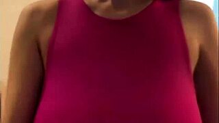 stepmother milks her big natural tits while sucking outdoors like horny milf wife