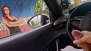 a guy jerks off riskily on the street targeting a student waiting at the bus stop